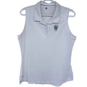 Adidas Sleeveless Golf Polo‎ Shirt Large Women's White Textured Clovernook CC
